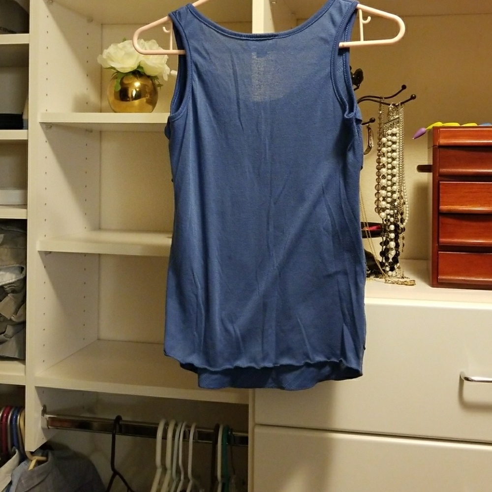 BCX Dusty Blue Ruffled Tank Top - Picture 4 of 6